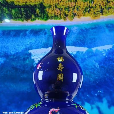 Bình Hồ Lô Men Xanh - Họa Tiết Đào Trường Thọ